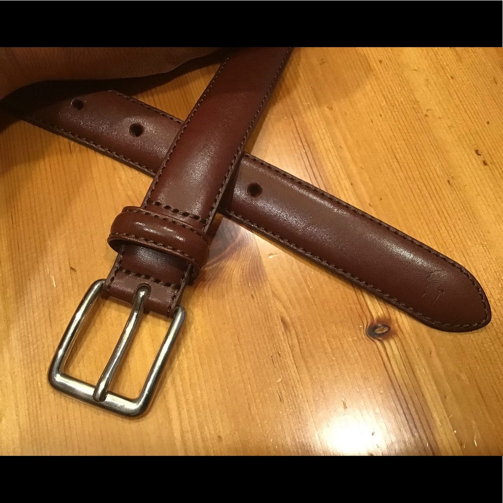 POLO RALPH LAUREN BROWN LEATHER BELT-Made in Italy